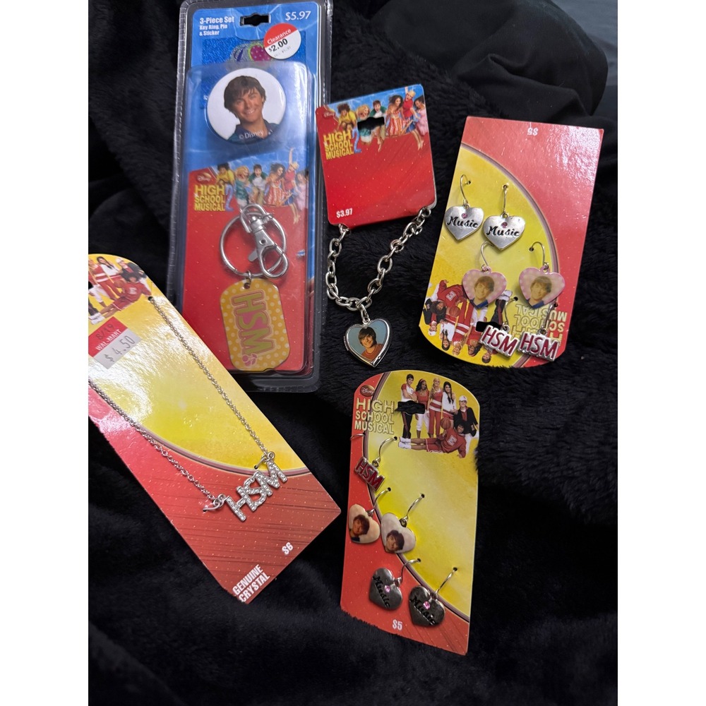 Disney High School Musical Jewelry Set Necklace Bracelet Earrings Keychain Lot